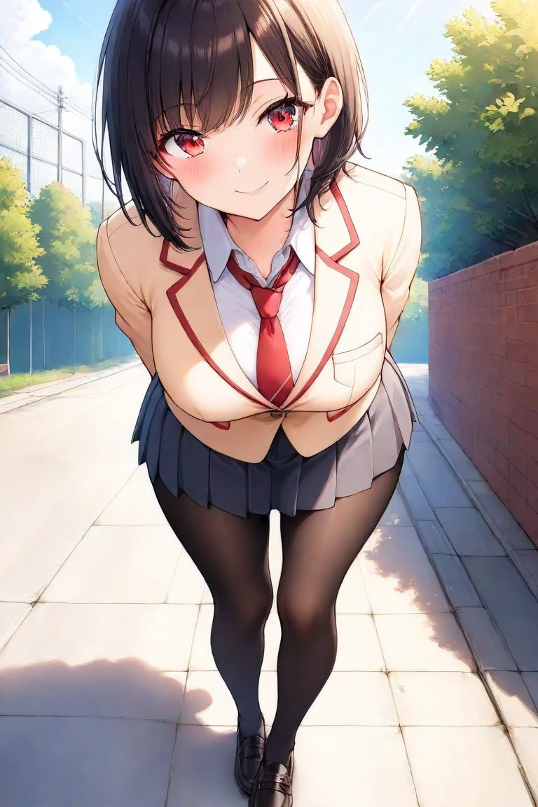 ((Tabletop, Highest quality, High resolution, Hmph, Pixel perfect,  4K, Hmph, Hmph))), One Girl, single, alone, Beauty、Full Body Shot, Aqua, KonoSuba, ((Blue-eyed, Beautiful eyelashes, Realistic eyes)), ((Detailed face, blush:1.2)), ((Smooth texture:0.75, Realistic texture:0.65, Realistic:1.1, Anime CG style)), Large Breasts, Dynamic Angle, Perfect body,  ((Black jacket, Open jacket, Brown cardigan, White shirt, Black Skirt, Checked skirt)), City stairs、Looking up from the bottom of the stairs、Very embarrassing panic smile, looked back、Leaning forward, (The wind blew up her skirt, exposing her buttocks.........................、Touch your buttocks with both hands、Pink G-string panties)、Pink G-string underwear 