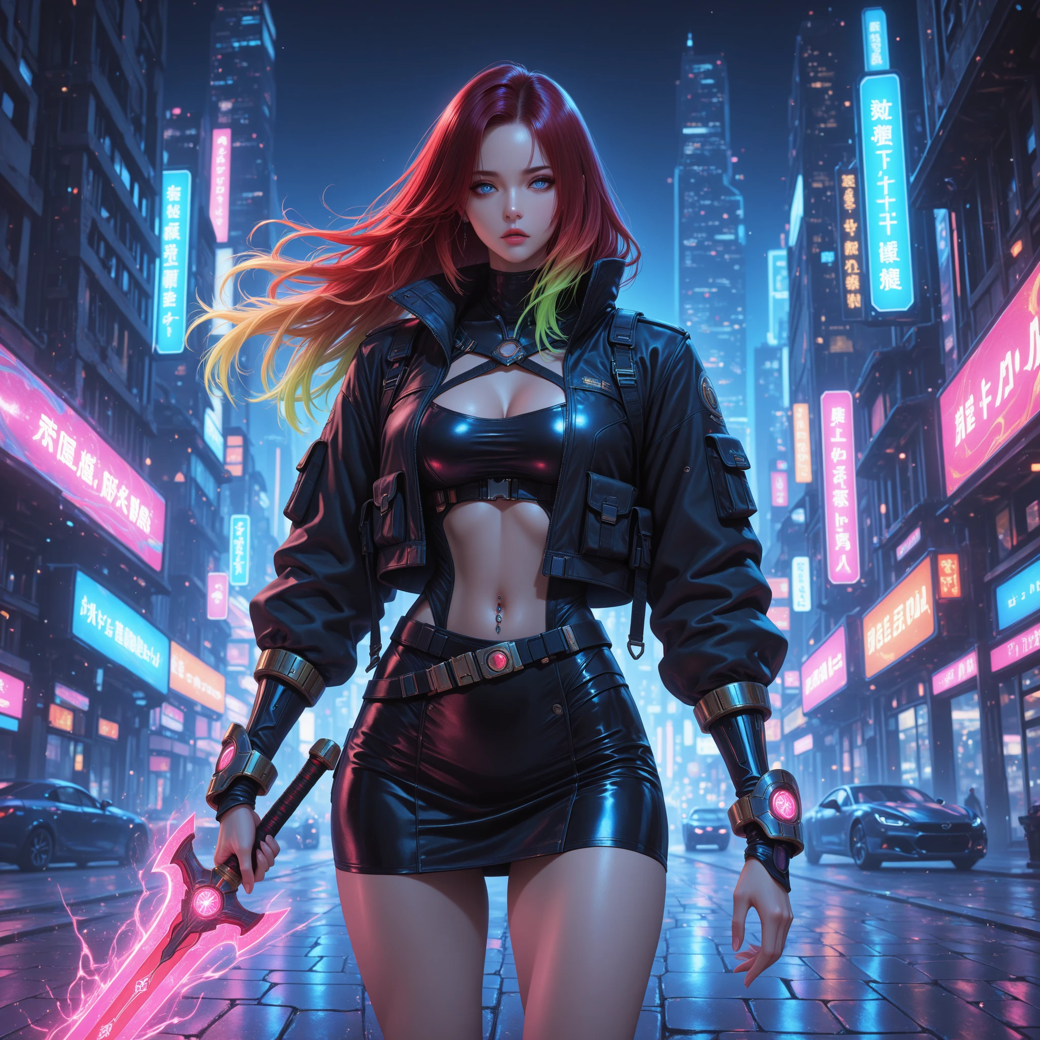 Scarlett Johansson. Arte, cyberpunk, anime, arte anime, manga art, manga, corpo inteiro, 16k