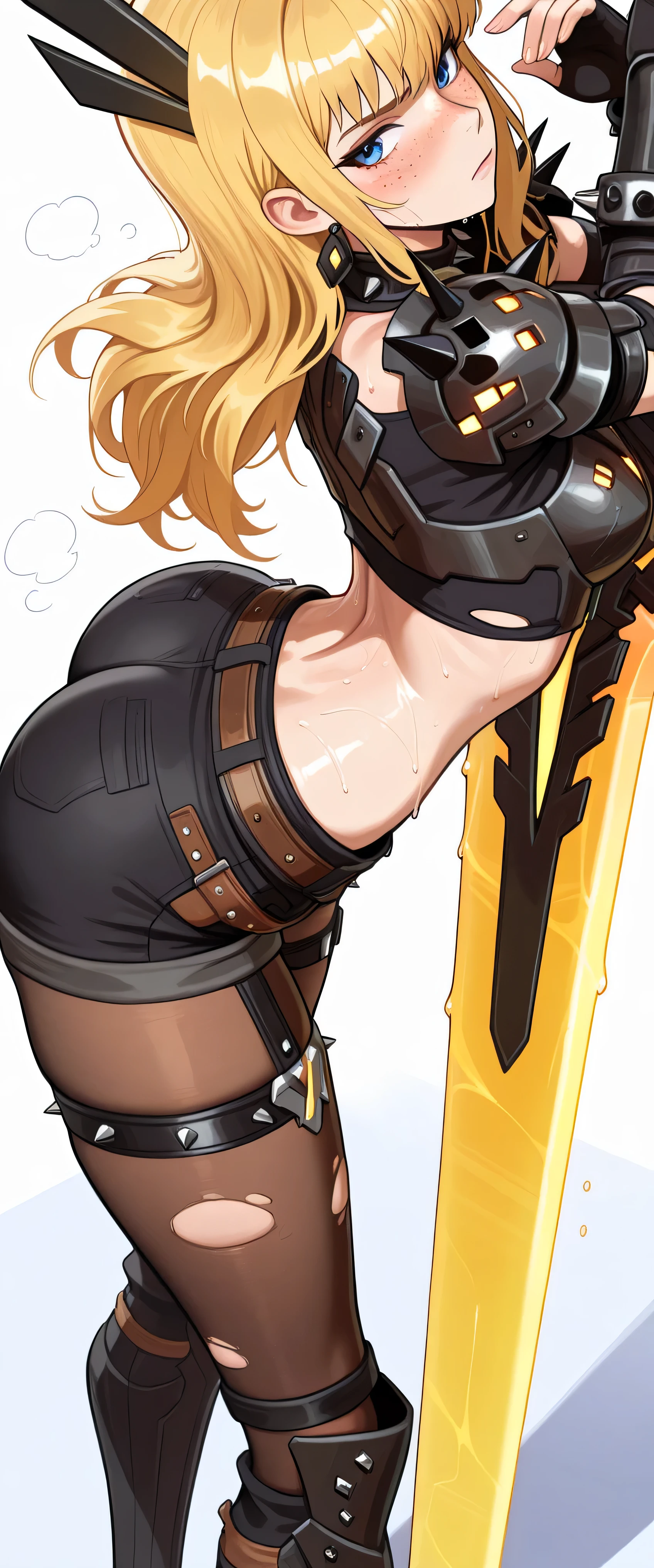 One Girl、Black scrunchie swimsuit、Fixed Vibrator、Expressionless、Love juice drips down my legs、Putting on a collar、Cat ear、Foot gloves、Front view、Futanari、Huge penis、Horse penis、A dirty penis、Dick cheese、odor、Yellow smoke