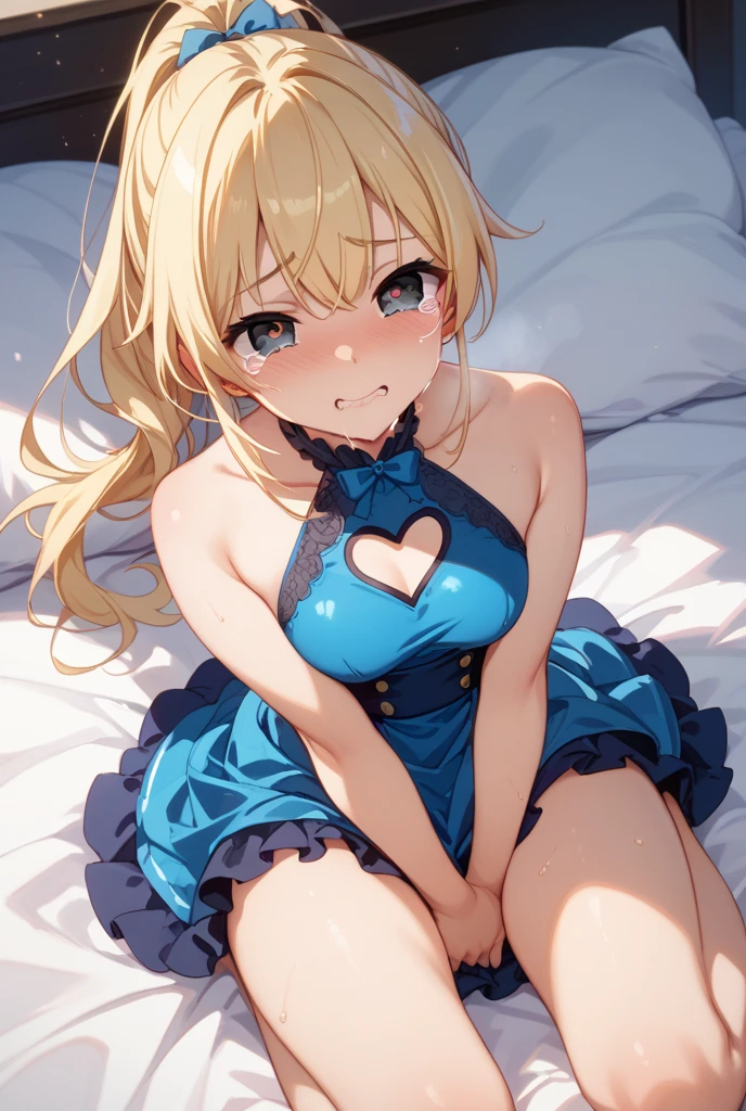 breasts and bra visible, revealing clothing