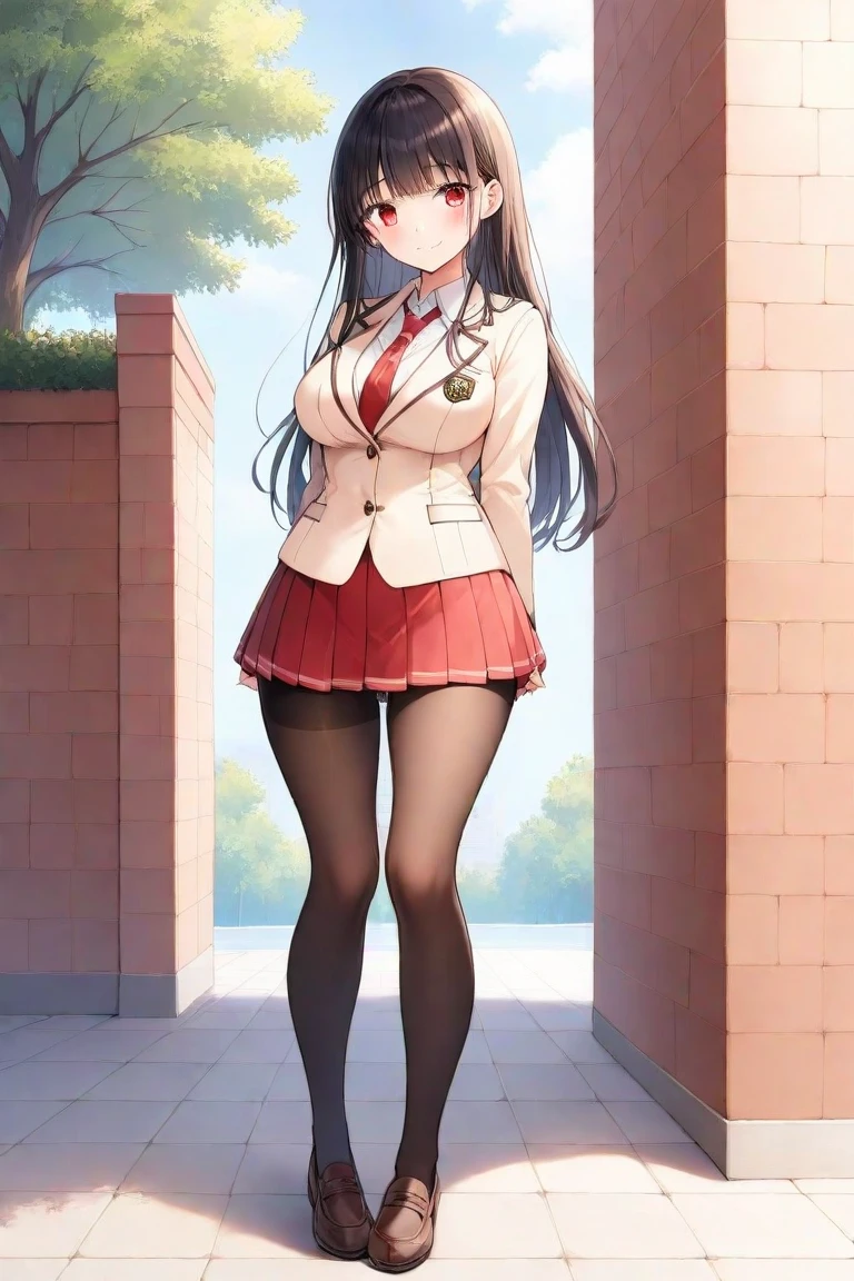 nsfw,suzune horikita, Red eyes:1.3,Grassland,cowboy shot,(((knees up))),Medium chest,Hair Ribbon,Red blazer,uniform,White panties,(pussy cameltoe:1.0),