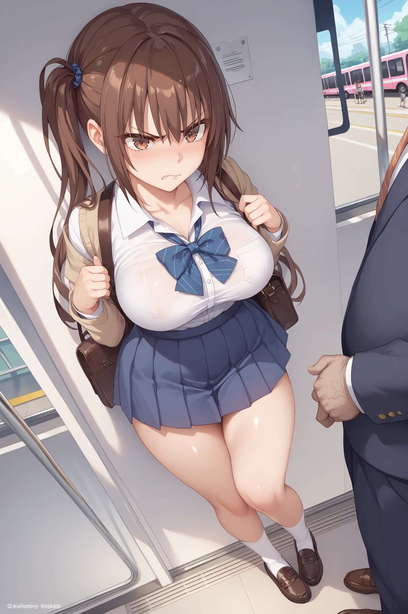 ((Naked))、(Pussy and pubic hair visible)、(Normal breasts and nipples visible)、(Highly detailed CG Unity 8k), (Highest quality)，(Very detailed)，(Ultra-high resolution), 1 female, white cloth gag,Rope Bondage, breasts Rope Bondage, hands back Rope Bondage, leg Rope Bondage, thigh Rope Bondage, (bust Rope Bondage:1.4), feet Rope Bondage, Put your arms behind your hips, Wrists tied, Tie your ankles, Gagged with a white cloth, in the train, Blindfold, Feet together, Tie your ankles, Black Hair, high school girl, Crying face, (White headband:1.4), Blur the background, Dripping saliva, Stuff a white cloth in your mouth,