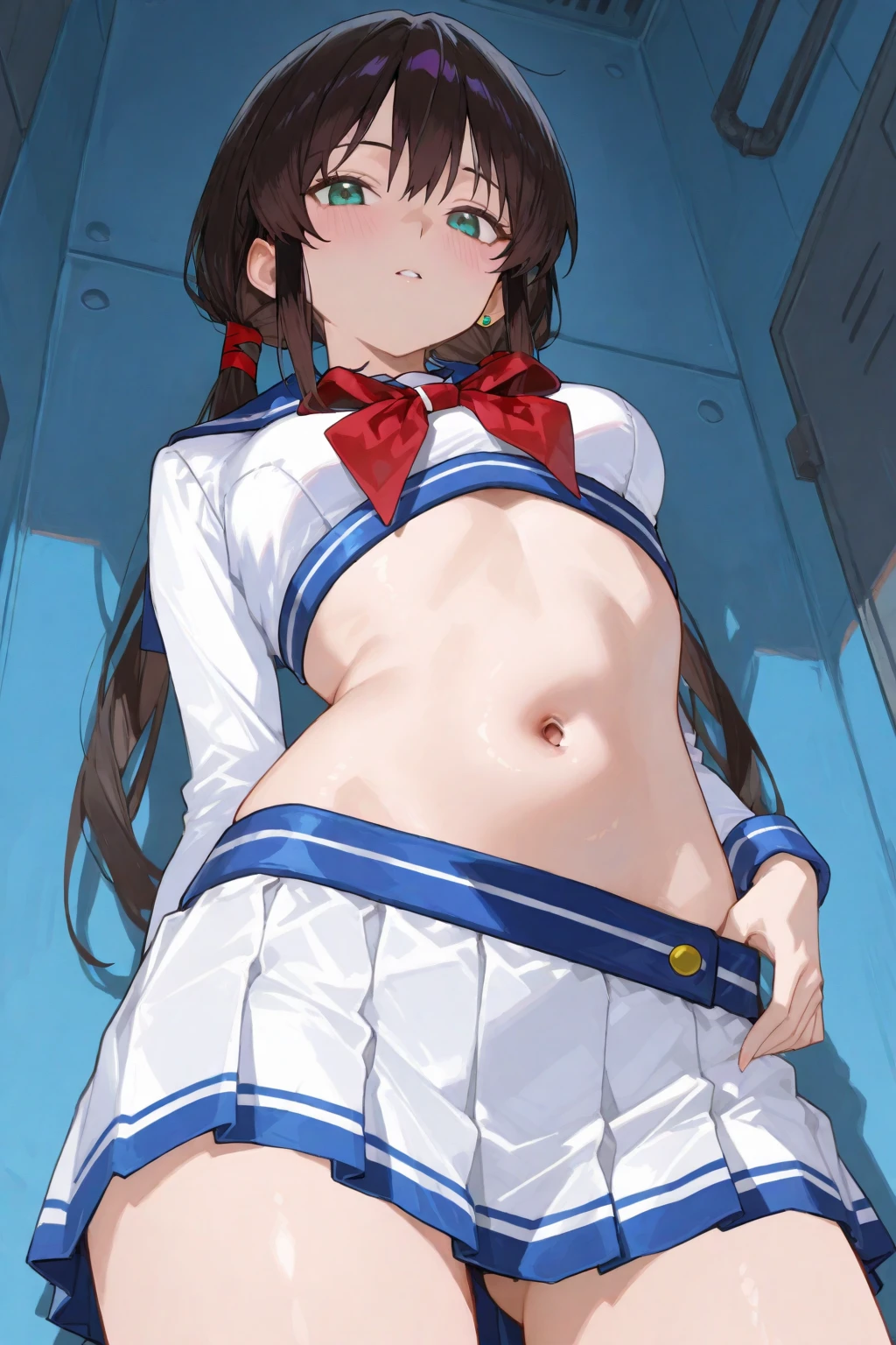 masterpiece, Highest quality,Super detailed,One girl, Ikazuchi_Kantai Collectrion-Kancolle-,smile, (panties), Wet clothes, Nipples