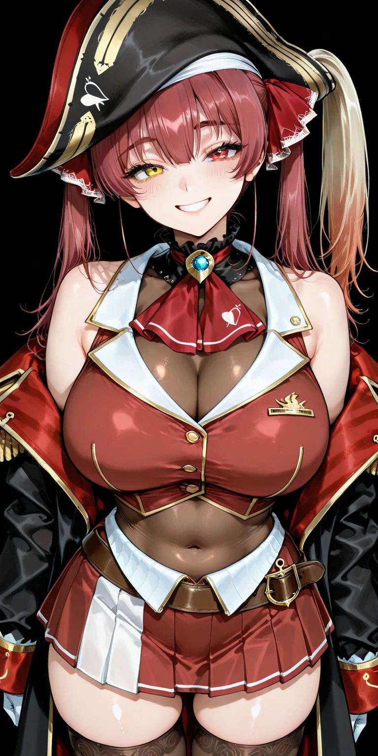 (High quality,High resolution,Fine details,Realistic),red armored dress,solo,Adult Woman,sparkling eyes,smile,blush,Large breasts,Sweat,Oily skin