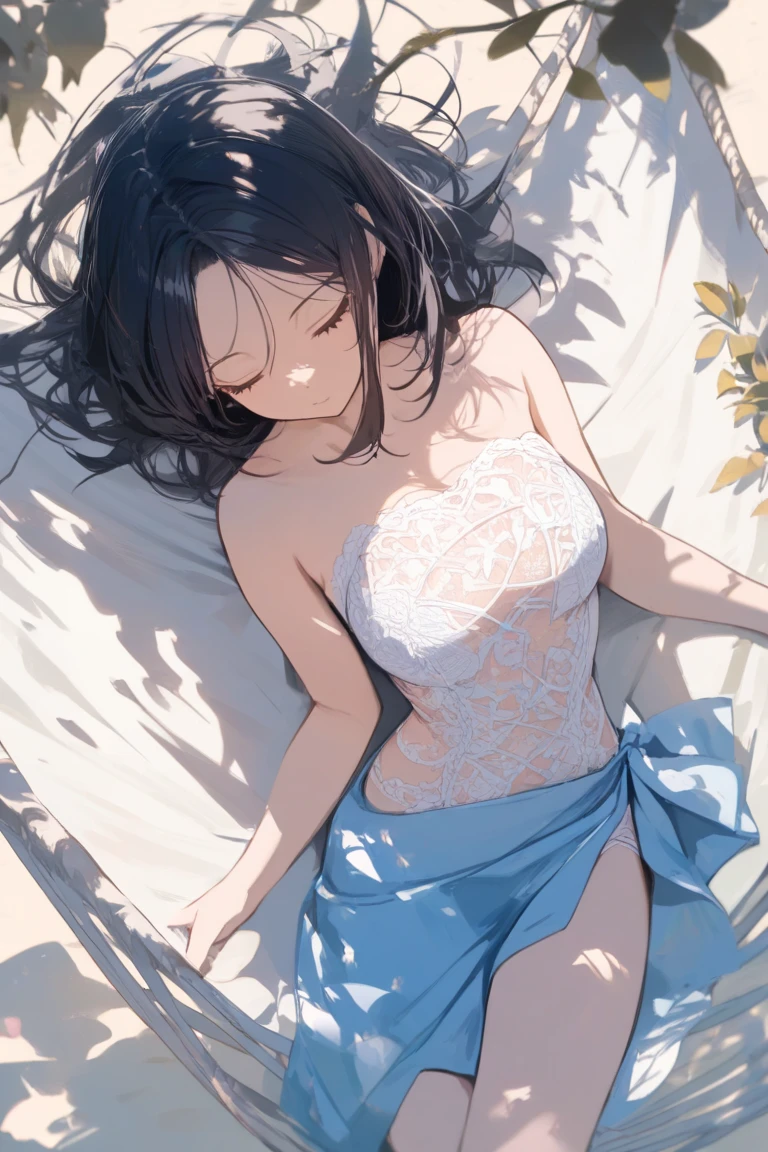 Affordable design, Clear lines, High Sharpness, (Highest quality,4k,Perfect sharpness,Ultra fine,High resolution,masterpiece:1.2), Perfect Anatomy:1.5, Official Art, Illustrations that tell a story, (Whitish background:0. 9)、Body Positivity、多Mr.な身体表現、(Random and fun poses)、Perfect beauty、Perfect beautiful face、(Strong winds)、A rich expression、Dynamic composition、smile、Golden ratio composition、colorful、(((Mr.々Different angles and perspectives)))、Anime Art、(Overcoming stereotypes)、 Glowing Skin、(Natural beauty)、bangs、Straight Hair、(Soft and flowing hair)、(countryside)、(Nostalgic atmosphere)、(Insert up to the thighs)、(Playful and carefree)、(多Mr.なキャラクター)、(Graceful posture)、(Sunny atmosphere)、(Bright colors)、((Pure white lingerie))、Show off your thighs、Show off the backs of your thighs、Lie face up on the bed、((Micro Bikini))、((Showing off your crotch))、Sweaty skin、(( String panties))、Spread your legs、Lie down、Underboob、(Pure white underwear)、((Put your hands in your panties))、