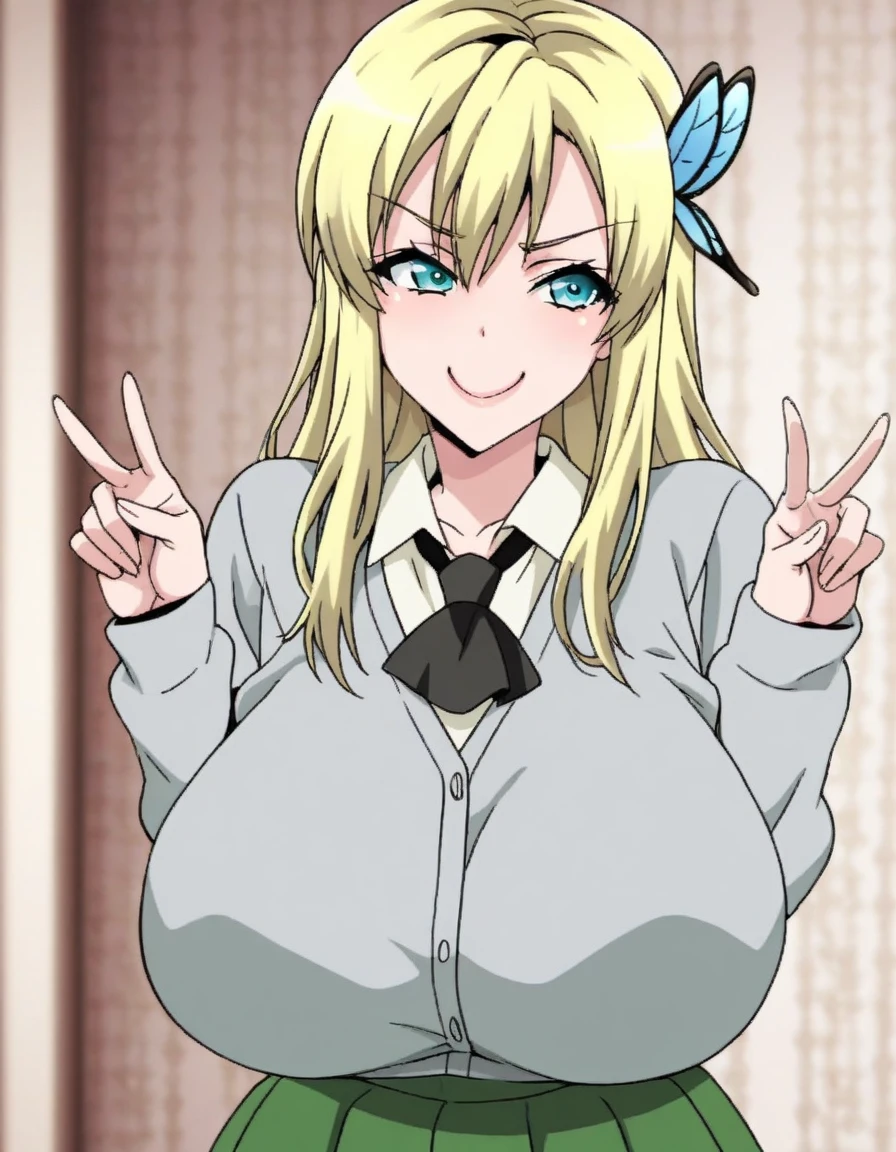 ellen_baker,((masterpiece)), ((best quality)), (ultra-detailed), ((extremely detailed)), 4K, (8K), 1girl, solo, (perfect anatomy:1.4), (five fingers), , (beautiful detailed blonde hair), (((world-class quality))), photorealistic, extremely detailed, high resolution, (detailed shaded pretty face), (mature lady), , beautiful detailed eyes, ((glowing detailed skin and hair)), white-skinned, shiny skin((((gleaming skin)))), green eyes, blonde hair, long hair, hair scrunchie, Sagging Breasts, full-face blush, shiny, BREAK light blue jacket, see-through white shirt, half undress ,off button, pencil Skirt, BREAK, cowboy shot, classroom, acrobatic pose