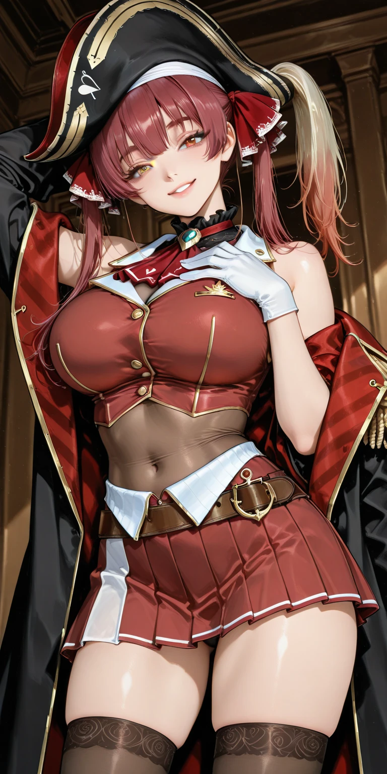 High resolution, adult woman , good lighting, despicable, , (No nudity), (((Shiny navel-baring lace queen uniform))), (()), (((leather thigh high boots))), (garter belt), abdomen only, (wet shorts), , cute face, I'm embarrassed and blush, humiliating, ((turn around and look back)), ((mini skirt))(race track)(T-back)