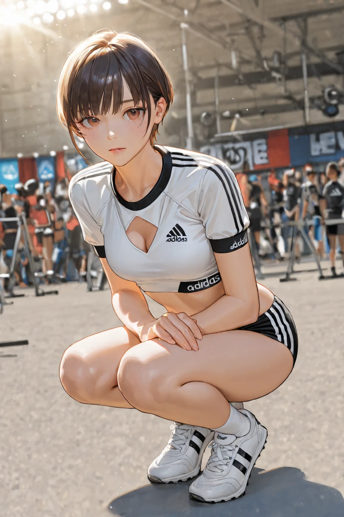 (detailed skin texture),blush,masterpiece, top quality, best quality, beautiful ,aesthetic,huge breasts,huge ass,thick, (colorful), (depth of field), large aperture
shouting,
(looking at viewer)
charge posture,(huge breasts),Cameltoe
1girl,(lightning,,Lots of lightning,)(lightning elemental energy) ,((Fighting posture)),a woman playing soccer, wearing soccer uniform, good hand, <lora:buzzcut_hairstyle:0.5>(buzzcut_hairstyle:1.3) , <lora:somi_v2020:0.9>