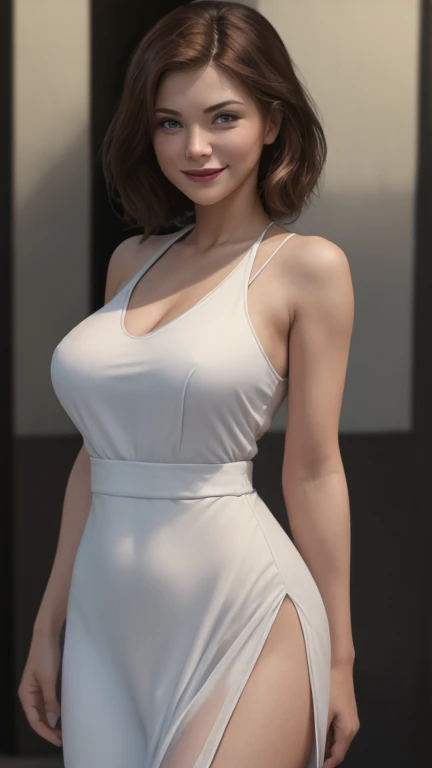 (masterpiece), (extremely intricate:1.3), (realistic), hoop earrings, pale skin, black hair, medium hair with bangs, portrait of a girl, short and curvy body type, cute freckles, green eyes, beautiful makeup, lipstick, (huge perfect breasts:1.3), heaving bosom, the most beautiful in the world, (light, cream coloured, summer dress), detailed textures, outdoors, sun shining, in flowery grassy park, professional photograph of a stunning woman detailed, looking past at the camera, sultry stare, detailed eyes, sharp focus, dramatic, award winning, cinematic lighting, octane render  unreal engine,  volumetrics dtx, (film grain, blurry background, blurry foreground, bokeh, depth of field, motion blur:1.3)