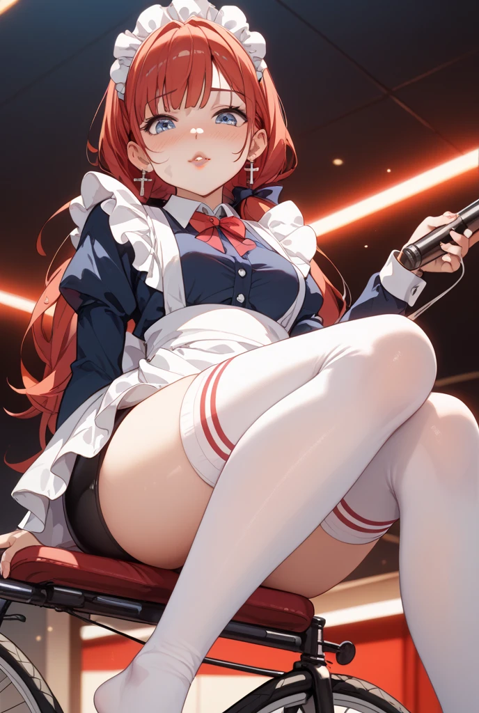 Masterpiece、最high quality、high quality、High definition、High resolution、High detail、Lens flare、Ray Tracing、high qualityのテクスチャー、high qualityの影、Beautiful details、Detailed explanation、Detailed texture、Realistic facial expression、Realistic and colorful、Slender、Cinematic Light、Side light、Sharp Focus、(1 Girl:1.3)、(Intricate detailakeup、Pure Eros Face_v1:0.5)、(Details Beautiful delicate face、Detailed beautiful delicate eyes、Perfect Facial Proportions、Detailed skin、Charm)、A frustrated expression while experiencing orgasm、Fancy Shortcuts、Beautiful bangs、(Two-tone gradient hair color)、slender、(Upturned beautiful breasts)、(Detailed crotch、Open crotch、Showing off your crotch)、Female juice、Experiencing the best orgasm、(Spread your knees and open your legs)、(Raise your arm and make a peace sign)、White front opening shirt、Crop top、Thighini skirt、Flip up、High slit、White V-cut、White Thong、socks、boots、Low-angle composition、lycoris uniform, two-tone dress, red dress, grey dress, neck ribbon, long sleeves、(Take a deep breath、Work on this image step by step)