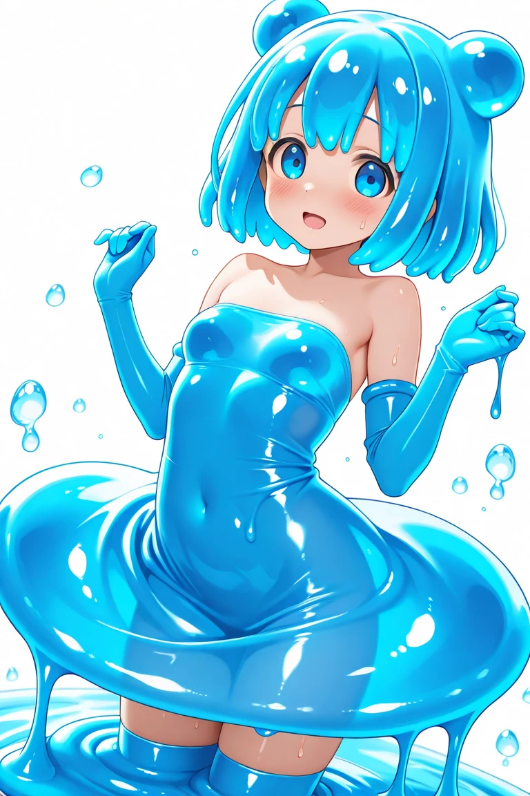 Highest quality, (masterpiece:1.2), Very detailed,
One adult woman,Mysteriously glowing red eyes、
Taunt viewers, Naughty smile, Grinning mouth、Transparent nipples、From the neck down, he has slime-like skin.、
blush, Blue Hair:1.4, short hair、Perm Hair((Slime-like pantyhose))、Alley、((Slime disguised as Sailor Mercury))、((Slime-like long gloves))、(Green slime leotard:1.5)、Slime Boots、(Spread your legs)、Mucus covering the groin、
