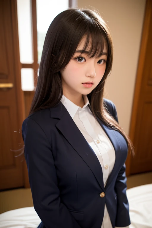 ponytail　M-shaped Spread your legs　Kneel on your left leg　Straighten your right knee　Spread your legs　smile　high school student　Japanese　No makeup　ベッドの上でM-shaped Spread your legsして下着を見せる　　Lots of hair　bangs　Looking into the camera　Long Hair　Look forward　Glossy black tights　10 denier black tights　Big Breasts　K-Cup　Showing off her mansuji　(8K), (Highest quality: 1.2), (Realistic), (Realistic: 1.37), Ultra-high resolution, 2 girls, cute, smile, Mouth closed, Beautiful details, , Thighs，Self Snap,high school studentの,A simple blazer,Pleated skirt,Are standing,10デニールのGlossy black tights,(8K), (Highest quality: 1.2), (Realistic), (Realistic: 1.37), Ultra-high resolution, 2 girls, cute, smile, Mouth closed, Beautiful details, 　Red tie　garter belt　Thrust up your left arm　Extend your right arm