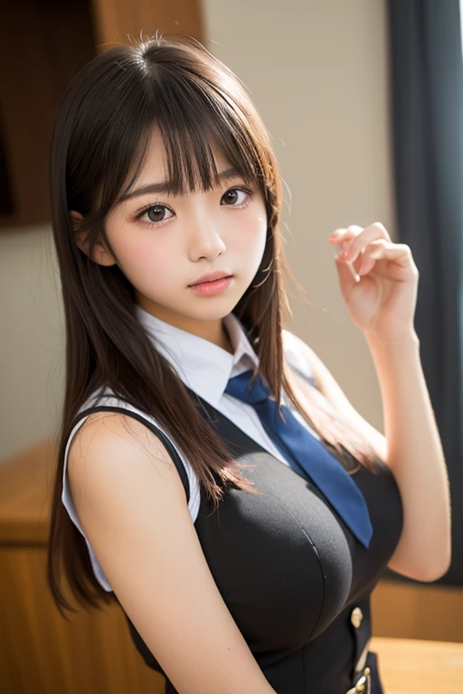 (Highest quality, masterpiece:1.2), Ultra-high resolution、One person、,Images with high exposure potential、stand., rest.、,Highly offensive underwear、pink bra、 Something is wrong、, Very detailed, Realistic, P金traiture, Bright col金s, Fine sentences、Wavy Hair、Black Hair、bangs、One is a ponytail、Or pigtails、Nogizaka Idol、A little blush、Beautiful and kind eyes、Strong smile。、Proactively、classroom、'you'、Embarrassment is a good thing、Powerful and sexy images。A Little Prayer、、Baby Face、Childish、relax、Take off your clothes and put on your underwear、Open your mouth、