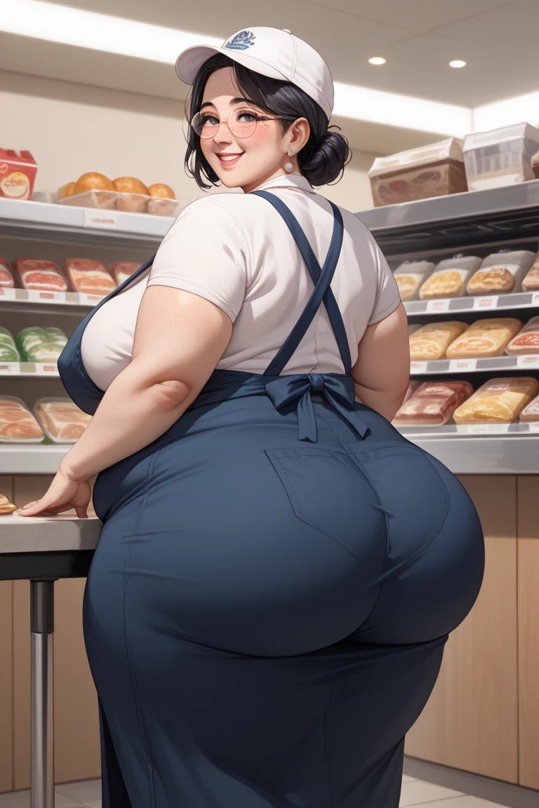 (Solo), 1girl, hair bun, glasses, , brown jacket, ribbon choker, white shirt, mini skirt, (over the knee socks), (long lace up boots), gigantic breasts, big ass, wide hips, milf body, beautiful eyes, perfect face, better eyes, better hands, better fingers, ,shiraki meiko, ((((best masterpiece)))), ((((ultra detailed)))), high quality, best quality, ((((32K)))), sharp focus, (high-resolution picture), Hand perfect, ,more_details:-1, more_details:0, more_details:0.5, more_details:1, more_details:1.5,meikodef/meikornd