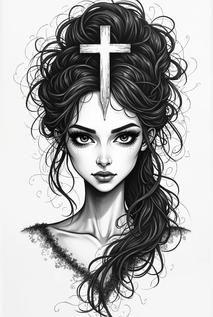 a beautiful attractive african american woman,(Aesthetic representation of Rosario Dawson as Ashoka Tano), nude skin, athletic physique, well-toned and fit body, slender, elegant form, nude skin, intricate detailed face, detailed eyes, detailed nose, detailed lips, hyper realistic, 8k, Coloring pages for adults, intricate and bold ink illustration, linhas incrivelmente detalhadas, desenho detalhado em preto e branco, arte em tinta,