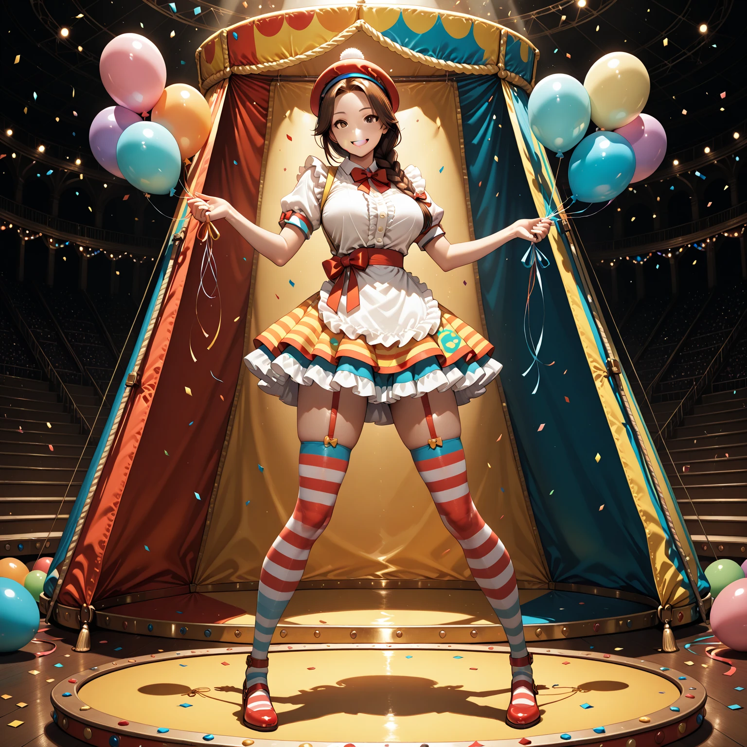 ((holding a ballon)), (((full body))), real photo, 11 years old girl, Brat female , ((looking back at me)), dress shoes,