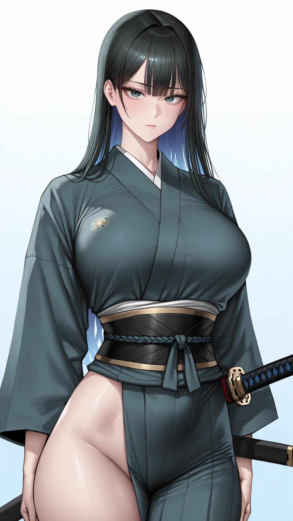 Sasuke Uchiha, e Cup sized breasts, overthrown kimono, corset, showing off pantys under black skirt, horny, lace ,black garter belt