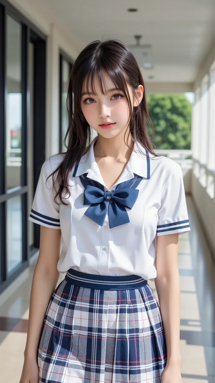 Cute Girls、high school girl、Idol、uniform、mini skirt、See-through、Fluttering in the wind、sit