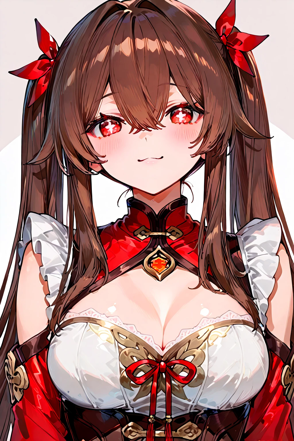1个Giant Breast Girl,Alone, Large breasts, Red sailor collar, breast curtains, reddress, gloves on the elbow, Clothing Tsubaki,
Permanent,cow boy shot,hand on her own chest,
Be red in the face,Embarrassing, Frown slightly,Digest,Open your lips,hair pin,