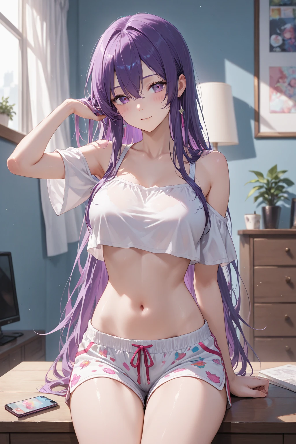 score_9, score_8_up, score_7_up,source_anime, high res image,masterpiece,best quality,girl,cute face,clear skin,keqing_genshin,panties,
