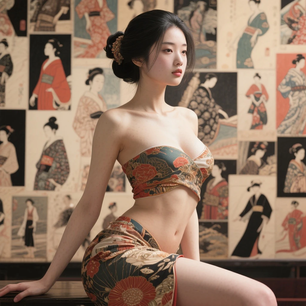 (Oil painting: 1.5),
\\
A woman with long black hair and white flowers in her hair sits in front of a Chinese landscape painting, red dress (Amy Saul: 0.248), (Stanley Ateg Liu: 0.106), (a detailed painting: 0.353), (Gothic art: 0.106)