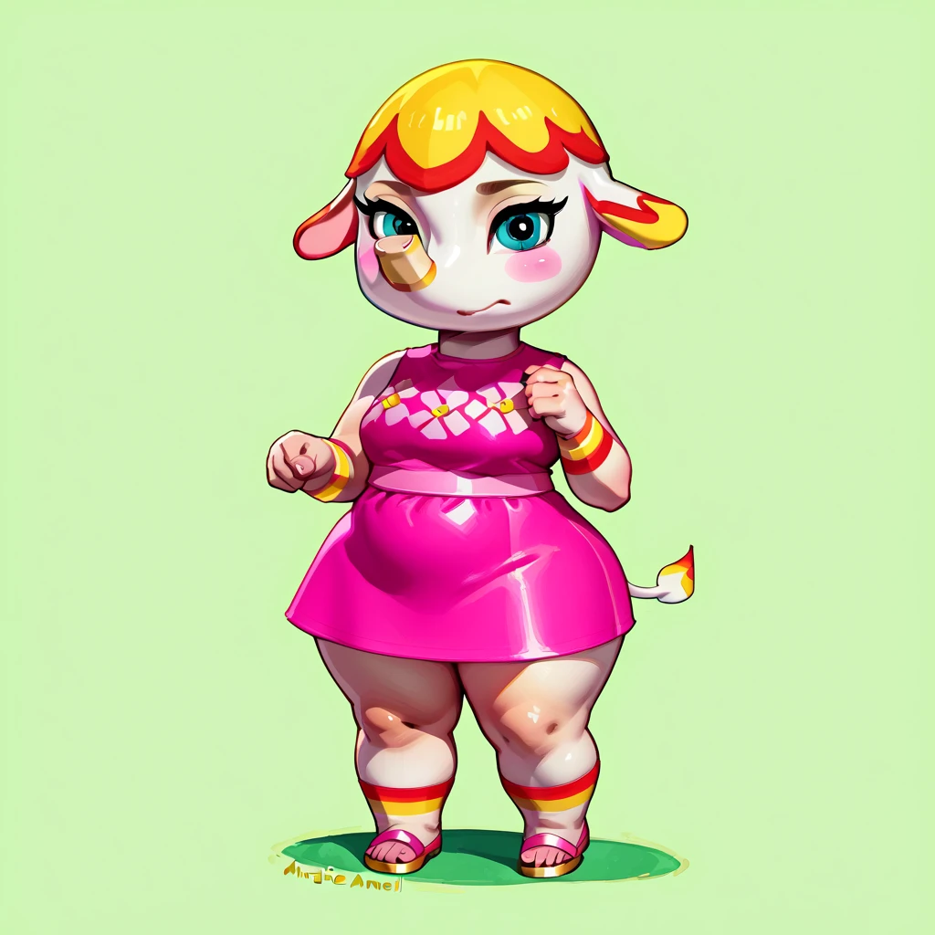 Score_9, score_8_up, score_7_up, score_6_up, score_5_up, Cowy, solo, furry, anthro, screencap, cute, huge breasts and thighs