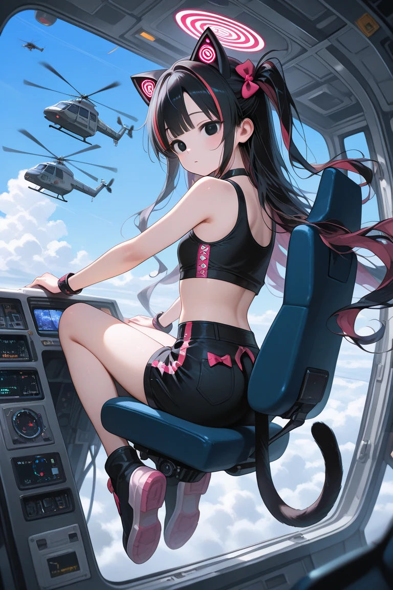 An Alafard woman in a black suit and stockings sits on an airplane, bottom angles, Garters, pov photo, pilot girl, harnesses and garters, in cockpit, Adriana Ceczyk, a garter belt, Beautiful angle, leg and thigh shot, Sexy :8, detailed shot legs-up, spellbinding,spellbinding, Silk stockings