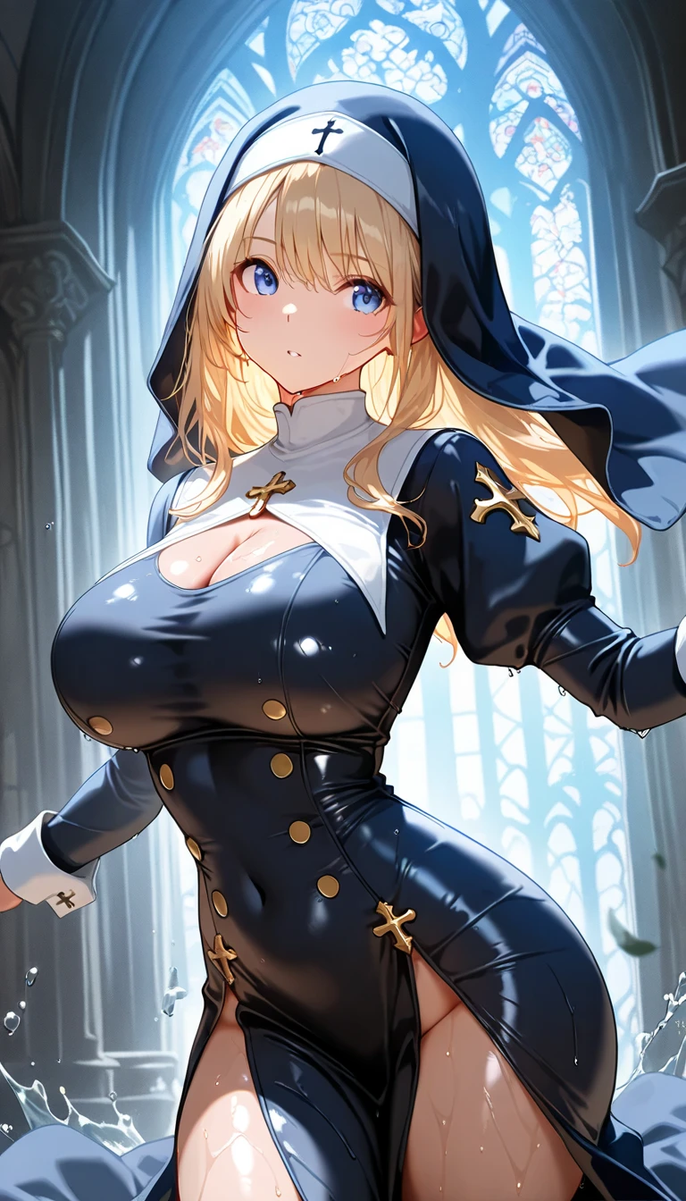 1 girl、Blonde、Short Hair、Darkleaper、Fantasy、Black clothing、((Aggressive design))、Bigger breasts、Scarf、Look to the side、Cool people、