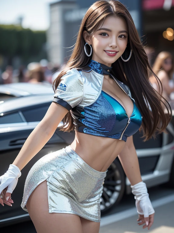 8k, masutePiece, highest quality, Photo realistic, Very detailed, Camera flash、neon、Many people々、audience、emperor shape、Drag Racing、night、Racing Circuit、Racing Car、Lower school year、Many people々 of people、audience、smile、 3 girl, Asian, Sports Body, Realistic skin texture, Long Hair, Earrings、（Cylace queen long boots：2.0）、(Big Breasts:1.3),（Nipples：1.0）、（Light pink areola：1.0）、 (smile:1.5), Staring at the audience, (Form fitting blue metallic car racing suit),(((Blue metallic and white miniskirt lift))),(Spread your chest wide:1.5), (Sexy pose),(Without helmet), Cinema Lighting, Face Focus, Beautiful Eyes, Detailed face, Bright Face, night明け, 黒い Racing Car on backgRound、masutePiece, 超A High resolution, (Realistic:1.4), 8k, RAW Photos, highest quality, Detailed Shadows, wonderful, finely, Official Art, Absurd, Sharp focus, (A faint light falls on your face:1), (Volumetric lighting:1.4), (The light shines on your face:1), shrapnel, (Bokeh:1.5), (Cowboy Shot:1.3), (From below:1), View audience,Cypage Queen Long Boots、Spread your legs、wet and shiny body、 Or colorful hair、(((daRk bRown skin beauty)))、Camera flash、neon、Many people々、audience、form the emperor、Drag Racing、R、Lower school year、Many people々、audience、smile、 
(standing with Spread your legs:1.3), (Stand upright:1.5),Moderate (Length to chin:1.2) Wavy champagne blonde hair, (Very detailed,Detailed face,Beautiful Eyes,Fine skin,Shiny skin:1.2),Detailed Background,(8k, highest quality, RAW Photos),(masteRPiece:1.4),(High resolution:1.4),Browsing Caution,
(1 person:1.6),(1 Japanese girl:1.2),Heterosexual,,High angle,A stunning face,Idol,beauty,cute,
break,(gRid girl:1.2),(Motorsport Model:1.3),at Racing Circuit, thin, Dynamic pose,Blue metallic and white outfit,(ブルーメタリックの clothing:1.3),close your eyes,
break,Titty fuck,laRge 胸, (Circuit Field:1.5),F1,Circuit Track,close your eyes,(bird&#39;s&#39;s point of view:1.2),Outdoor,

girl1 personを破る, (Huge 胸:1.2), (Cleavage:1.2), (Light bRown Moderate haiR), Straight hair, bangs, (upturned chest:1.4), Pi_girl, (18-year-old:1.7), (Loli face:1.5), (Embarrassing:1), smile, (Open your mouth:1),
break  (Blue metallic i roll up costume:1.6), (((Blue metallic and white miniskirt lift))),(:1.1), (Browsing Caution:1.5), 
Outdoor,