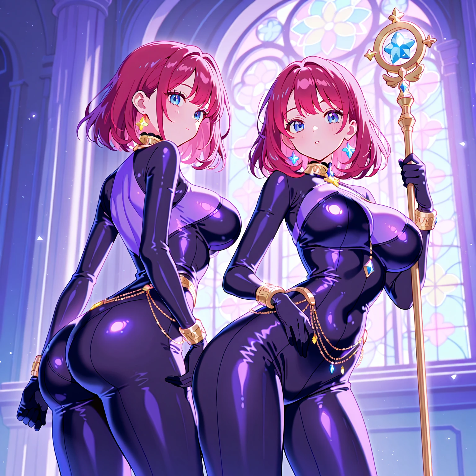 Masterpiece, Ultra extremely detailed, Insanely Definition - quality, 8k, (vibrant colors,vibrant theme), (intricate), full body , NSFW 1girl,pisceus, bathroom, tight dress, tight clothes, black latex dress, arms behind back,
