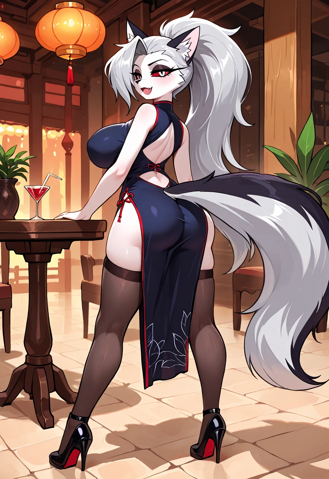 anime - style image of a woman in a black and white outfit sitting on a wooden Japanese bench, white - haired fox, trending on artstation pixiv, beautiful anime catgirl, onmyoji, fox nobushi, seductive anime girl, onmyoji detailed art, trending on cgstation, guweiz on pixiv artstation, very large breast, long leg, thigh, hip, penties, deep breath, smile, garden, sakura, topless, laugh, armpit, small fox, elder sister, body groove, blush, sweat, wet, cleavage, open mouth, full body, sakura