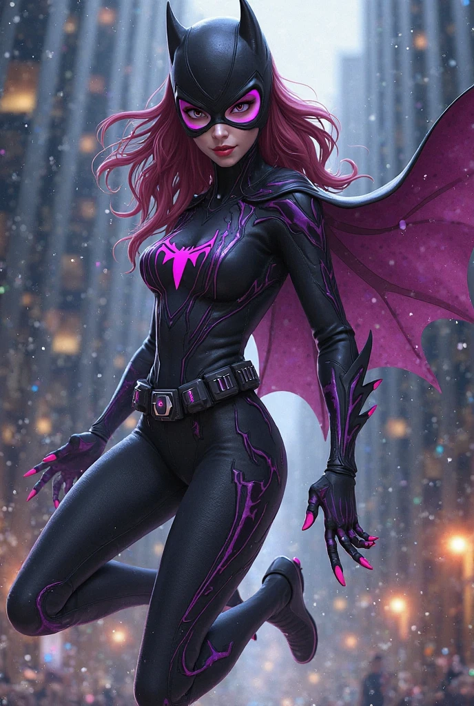a gorgeous 10 year-old girl, catwoman, dragon wings, eye mask, extremely detailed, 4k, perfect face