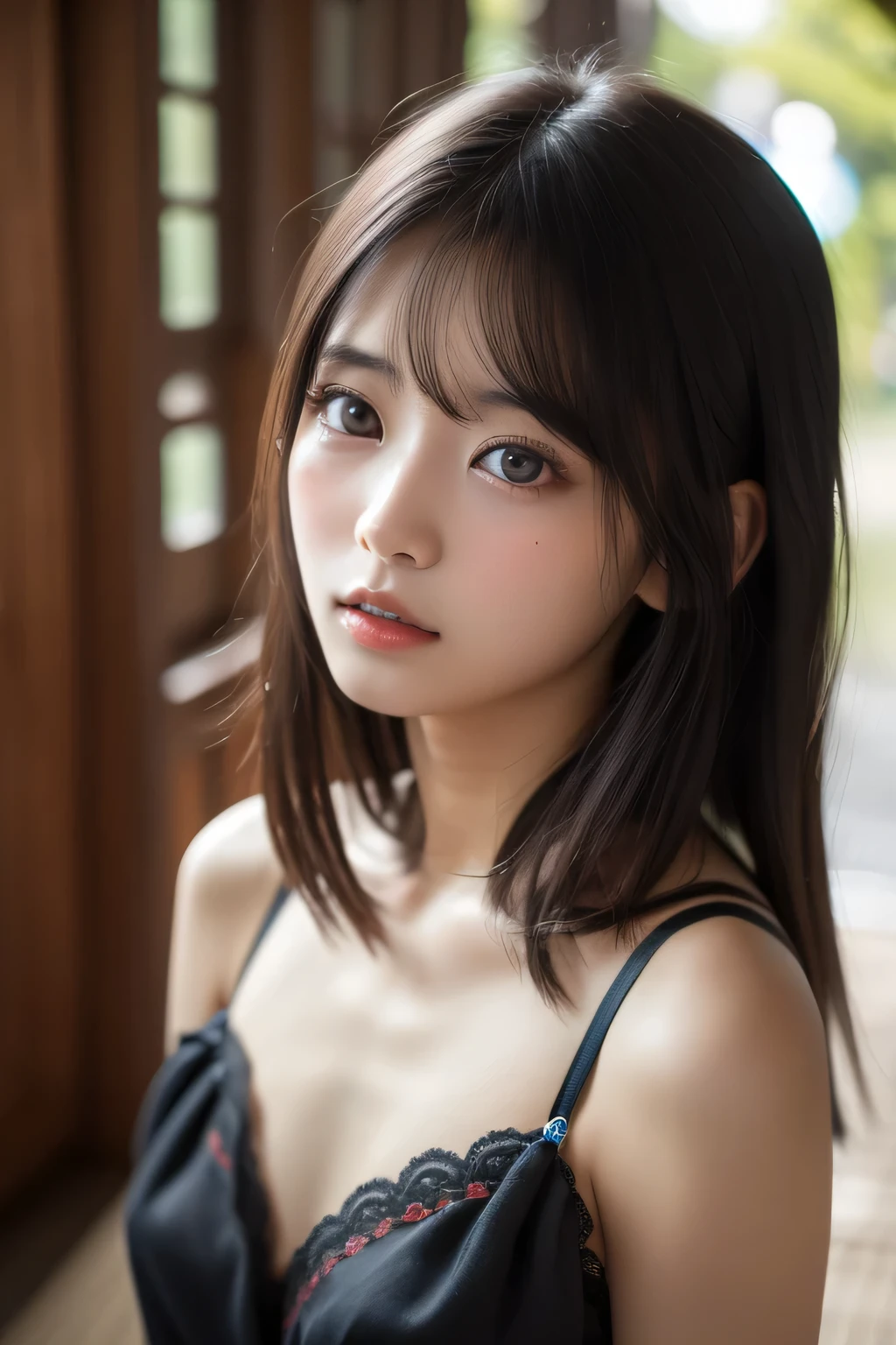 (((Kissing expression))),(looking at the camera),((1people)),Bring your lips forward,Duck mouth,
On all fours,
(Highest quality, 8K, 32k, masterpiece, Ultra-high resolution:1.2), Cute Japanese Girl, (Huge breasts), Long black hair, 10 years old,Natural Makeup,
(White Dress), (Ocean),((Upper body close-up))、
