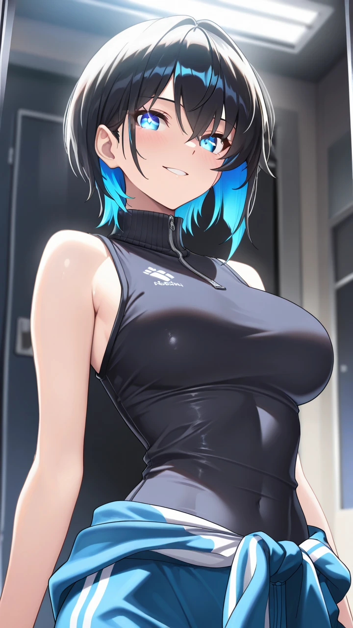 (Highly detailed CG Unity 32k wallpaper,masterpiece, Biological, whole body),(Best lighting, Best Shadow, Very delicate and beautiful),(High School Girl and Unidentified Creatures),blue eyes, Big Breasts,Bouncing chest, Black Hair,Bobcut,Red and black and White off-the-shoulder revealing high-cut SF bodysuit,One-piece swimsuit-style clothing,Clothes that emphasize the chest,Neck Seal,High-tech sci-fi corridor, Dynamic pose, Detailed Machinery, Sleek design.,My crotch is wet, {{The unidentified creature had no reproductive organs, so it preyed on the high school girls on the spaceship and disguised itself as a woman.、High school girls are candidates, High school girl's adult appearance}}, Next to, The high school girl became a skeleton, Unknown sensation, Feels good, Vigorous movement, more, instinct, Female fall, Bouncing chest, loose, loose, Next to a real girl skeleton, locker room, NSFW