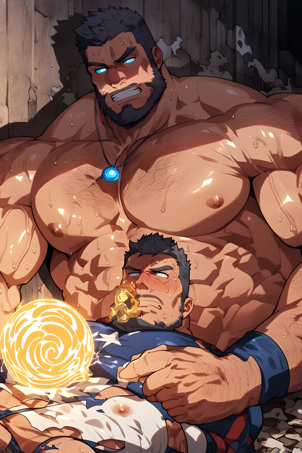 Daddy,big body,beard face,X men,the beast, mutant, Blue beast color