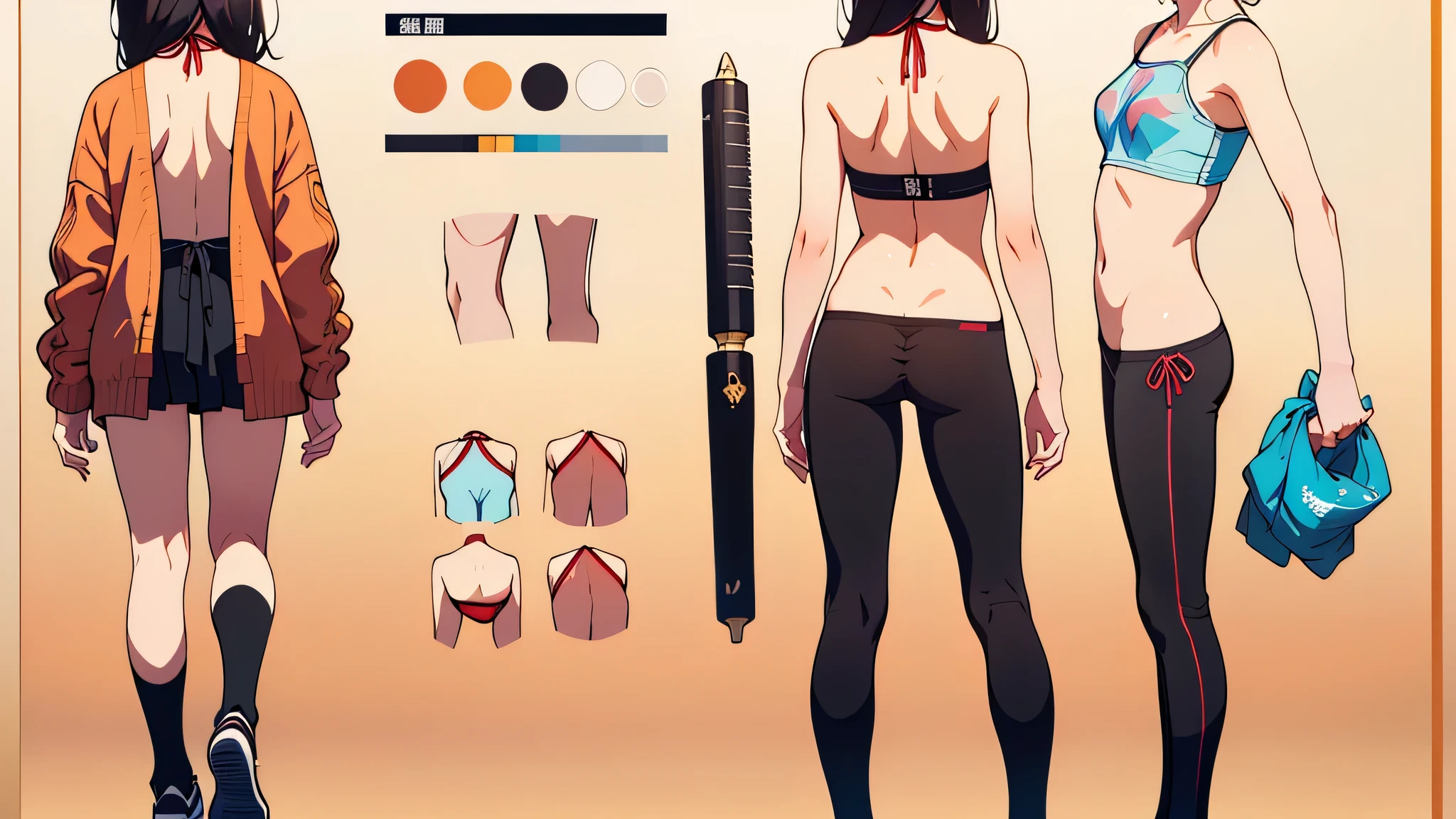 bikini stand front view sketch, front view female body guidelines, front view the female body, female body front view tutorial