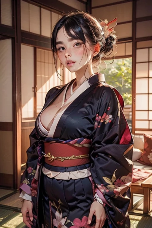 masterpiece, (Realistic: 1.4), highest quality, kimono, woman, 40 years old,Beauty、Completely naked、Vulgarity