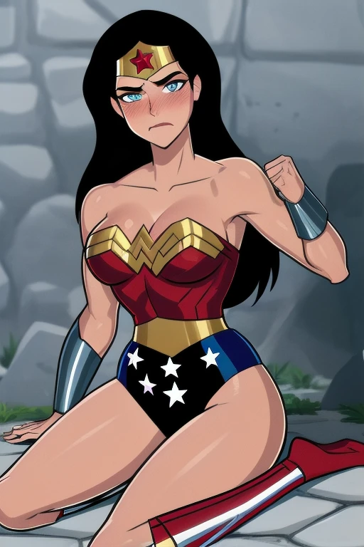 high qualiy,work of art,detailded(((visão de fully body))), (((wonder woman prostituting herself, in the dirty alley, at night))) ,((SUPERHEROINE Wonder Woman in Playboy Bunny costume and fishnets, high heel stilettos, lace panties, lace bra, maid uniform)), ((Emotional expression,expression of pain and despair, screaming in pain, expression of suffering, eyes wide)),(Wonder Woman is forced to dance ballet), (She's crying a loa tem cabelo preto, she has long hair)), ((She wears a thick collar around her neck)), (Masterpiece artwork, best qualityer) 1.5, 1 girl, standing alone, (sensuous, beautfull woman, face perfect, perfects eyes), fully body. ((She is wearing starry lace panties)), tears running down your face)), ((Wonder Woman in tied captivity ,arms are tied behind the back, right away, using some fixing method, like a rope or chain that runs from the wrists to an attachment point above, their arms are raised behind them until the person is forced to bend forward)), (((Emotional expression,expression of pain and despair, screaming in pain, expression of suffering, eyes wide, expression of fear, body writhing in pain))))