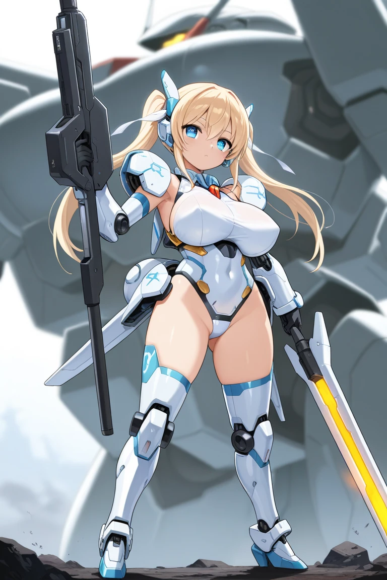 4K,hight resolution,One Woman,White blonde hair,poneyTail,head phone,Colossal tits,ninjartist,White Cybersuit,Knives,underground city