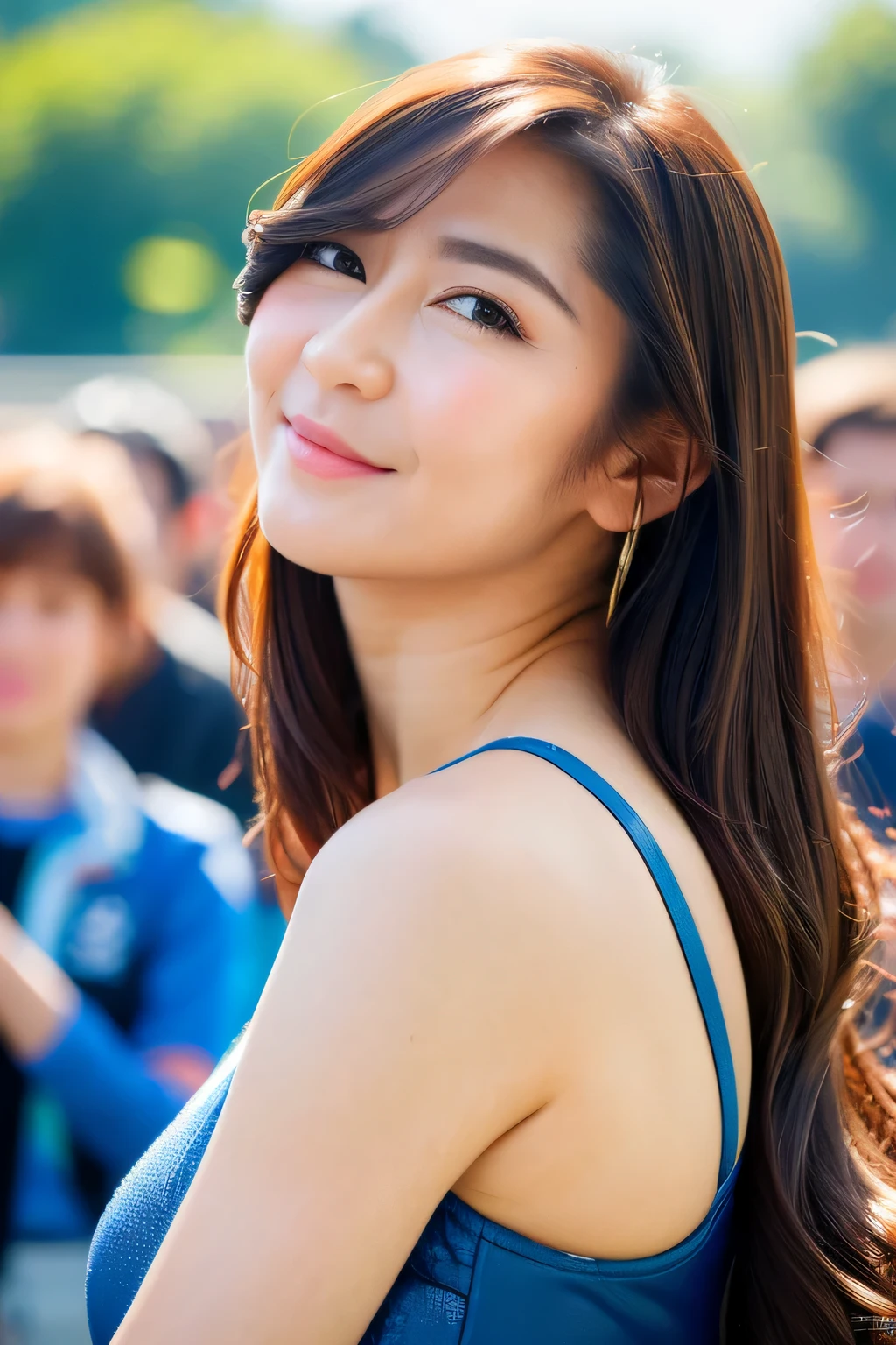 Highly detailed CG Unity 8K wallpaper, highest quality, Super detailed, masterpiece, realistic, photo realistic, Highly detailed cute girl, 25 years old, (whole bodyからつま先まで:1.4)、(whole body)、(whole body to toes)、(shot from the side)、(sitting on the hood of a car)、(lace queen)、(sexy pose),(model pose)、(big breasts)、(big ass)、(smile at the camera)、( smile ),(whole bodyショット) ,(Side view)、(side shot)、
(Sponsored and wearing grid girl costume'logo is printed.:1.3), (shorts) , (sitting in a motorsport race),