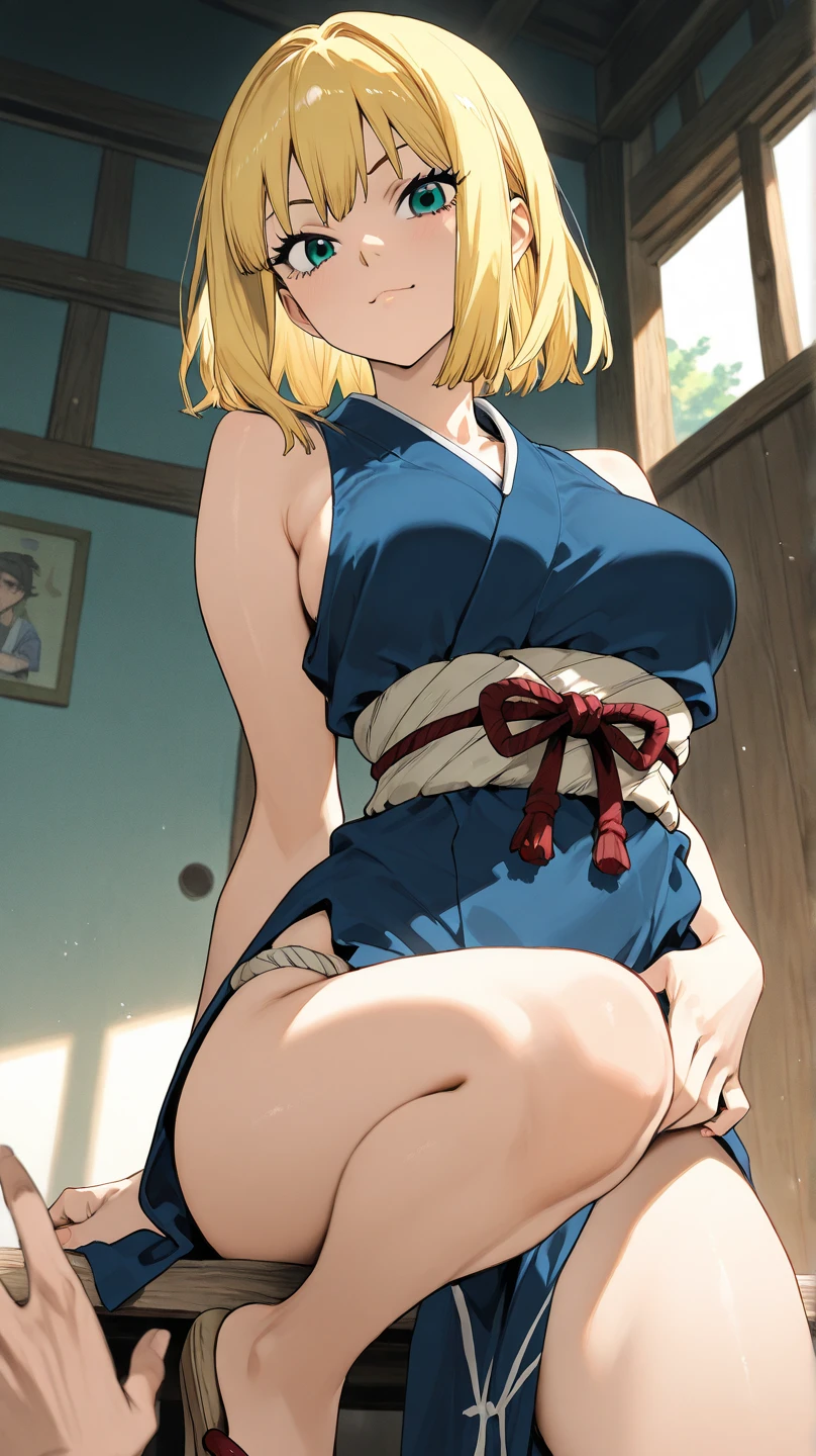 ((Highest quality)), ((masterpiece)), (detailed)
((Very huge breasts))
((Very thick thighs))
((fleshy young woman))
(Tall)
(cleavage)
(Short Blonde side ponytail hair)
Blue eyes
Standing
(((Completely naked)))
(((only wearing a Fundoshi)))
(((Shoot from front)))
Japanese
bath time
Tokyo city