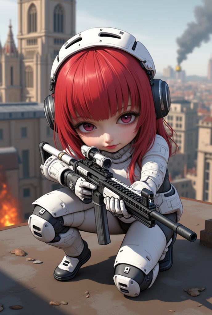 Gun robot body eyes girl