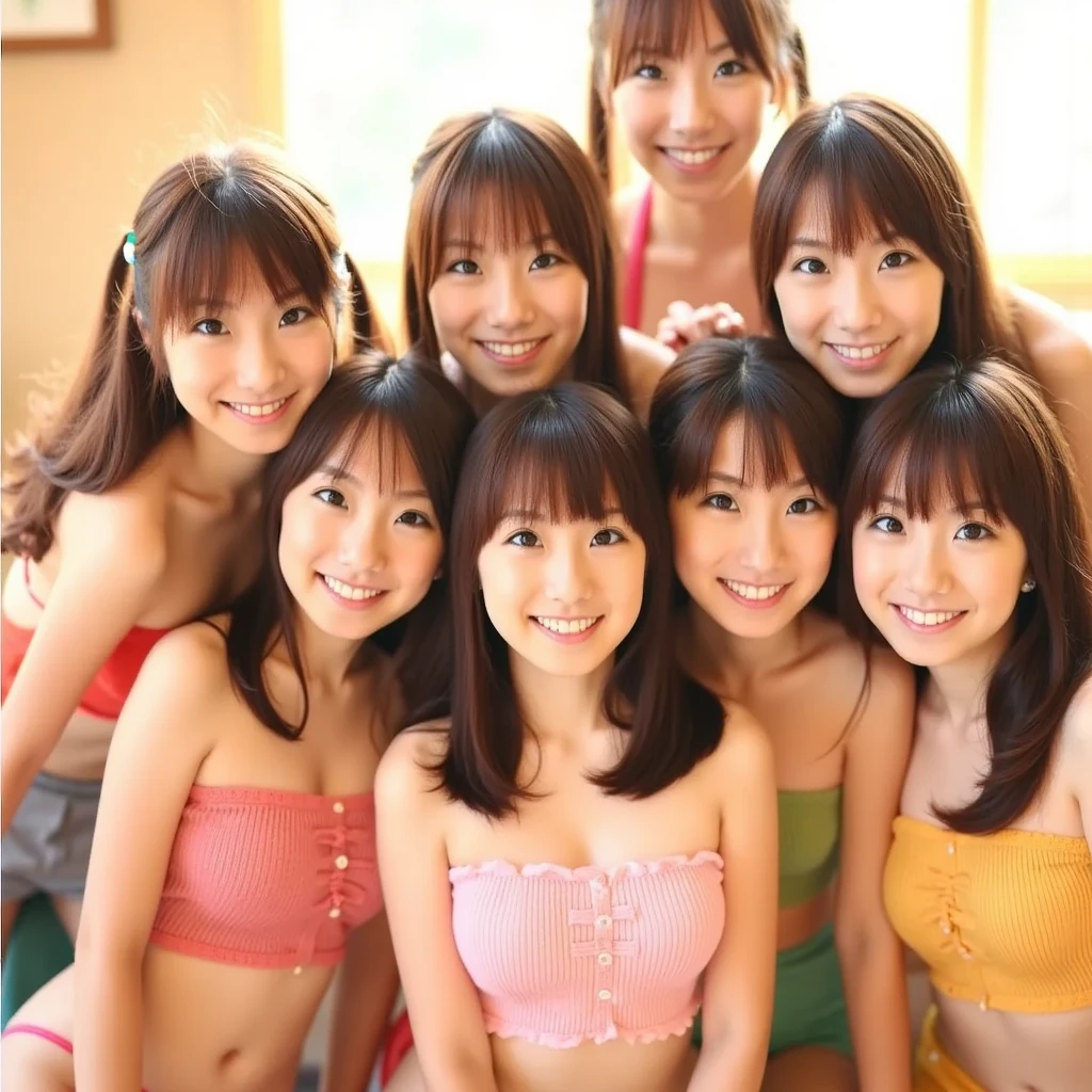 ((masterpiece, highest quality)), (female focus), (Ahoge, gray hair, short hair), light smile, dynamic angle,Completely naked、high school girl、3 girls、group photo、pubic hair、whole body、spreading her legs and showing off、Aid Dating、Harem、abs、hot spring、small breasts