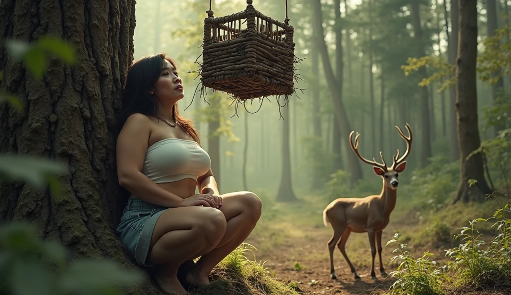 pregnant centaur woman with a television