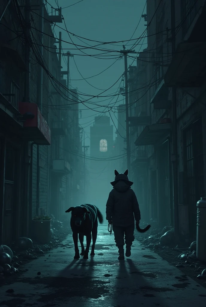 **Adrian Transformed**:
   - **Setting**: A dark, rain-soaked alleyway in a city at night.
   - **Action**: A cat, curious and intrigued, paws at a glowing ancient amulet. Suddenly, a blinding light engulfs the alley, and the cat is transformed into a man, standing in the middle of the street with a surprised expression. The scene captures the moment of transformation with the cat’s shadow stretching behind the newly-formed human figure.