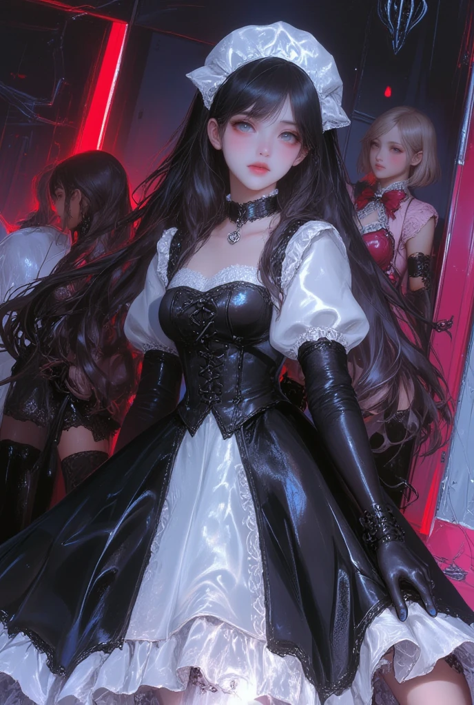 Hard Dark Gothic Makeup、my sanity、deep night sky、horror、black dark eyeshadow、cry、grieve、Good skin glow、dark gothicメイク、dark smile、palace、fragrant beauty、22 years old、Expression of intense sexual pleasure、embarrassed look、dark gothic、lewd expression、highest quality、View 5 books、Expression of sexual pleasure in suffering、drunk face、purple maid outfit、Mysterious、Noble、A face that is holding back the toilet、super sexy、loving smile、twin tail hair、jet black ruffle skirt、right blue eye, left eye is red、Super bewitching pose、platform heel shoes、dark makeup、black lipstick、make the world beautiful、gothic lolita clothing、A little slender、silver hair、long hair straight hair、Cute Gothic Lolita Dress、beautiful face、elegant face、bewitching face、knee high socks、Stained glass background、My chest is glistening with sweat、the room is dark、goth long dress、bell sleeve、wizard sleeve、decadent look、sexually excited look、gothic mode、Glossy thighs wet with water、Thighs wet and shiny with oil、Background of a room full of roses、sad expression、Rose Maiden、The embroidery is pink、The costume has pink embroidery、thigh high socks、knee high socks、Her thighs shine with a lot of sweat、My body is wet and shiny、Lots of glitter on the thighs、sweating、My thighs are sticky from sweating、Sweat glistens on my thighs, The whole body is sweaty and shiny、pretty sweaty、My thighs are sweaty、my thighs are so wet、I sweat a lot and my thighs are shiny....、A large amount of sweat shines all over the body、slender body、gentle expression、masturbation behavior、deep black eyeshadow、despicable act、Stained glass and rose background、wearing black underwear、black panties、thighs are a little thin、duo、female couple、i have lesbian friends、Are standing、hug a girl、upright、walk、Blue lightning flashes on his right hand、Electromagnetic waves glow、Dark Church Background、Stained glass、black metal world、Dark castle、Room of Darkness、