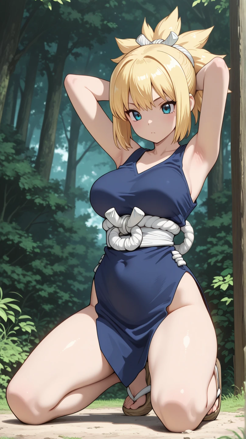 score_9, score_8_up, score_7_up, score_6_up, score_5_up, score_4_up, BREAK, source_anime, ytemari, 1girl, blonde hair, quad tails, blue eyes, fishnets, purple garment, sash, solo, simple background, anime screencap, anime coloring, cloth gagged, underwater background, shibari, hands behind back, eyes closed, show full body, underwater background, coral reef, face turning blue from oxygen depravation, looking above, tied up with tape and rope, ball and chain on one leg, legs bound, wrists bound, white cloth gag over mouth, subject off center to the left, legs and ankles tied up, , white cloth gag, angry and panic expression, gritting teeth, panicked and struggling