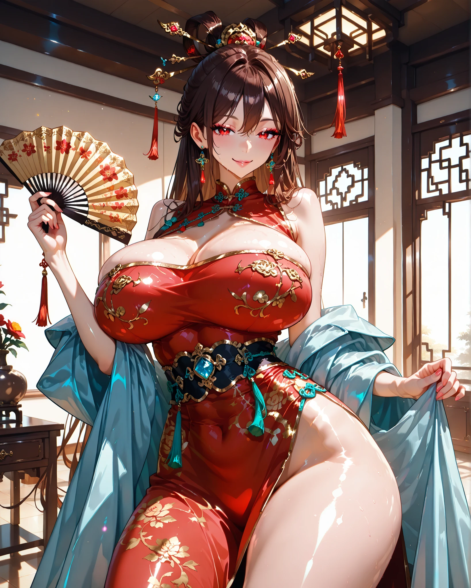 A woman with huge breasts, Elegant Chinese idol