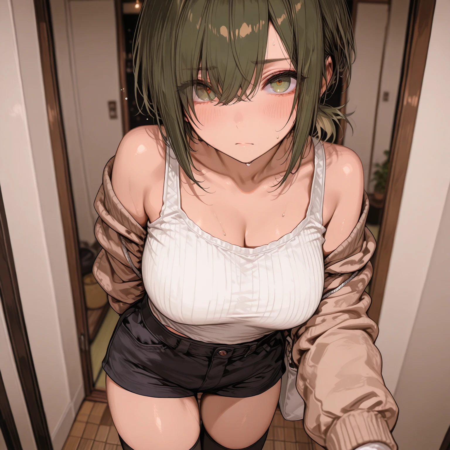 、(masterpiece、Highest quality)、Highest quality, Ultra-high resolution, (((masterpiece))), alone, Sweat、Big eyes, Composition from the front、Shortcuts、Embarrassed face、Blonde Hair、Cut your hair short、School classroom、Sailor suit、skirt、short hair、Browsing Caution、Upper body naked、Breasts exposed、Nipples、Large areola、Sitting in a chair without a backrest、Internal Medicine Examination、Woman showing her body、belly button、真Composition from the front、School Insurance Office、curtain、cubicle、window、door、Fluorescent lamp