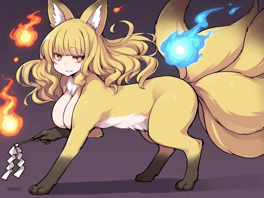 (((Masterpiece))), (((Best Quality: 1.4))), ((Super Detail: 1.4)) , hyper detailed gouache painting of a female Metallia, whole body vissible, long blond hair, fox ears, twin braids, green eyes, sharp teeth, big tits, naked, slim body, 1girl, facing viewer, looking at viewer, smile, open mouth, vaginal sex with a huge transparent dildo, hyper detailed face features, expressive face, detailed textures, blue skintone, tattoos, natural skin shader, volumetrics, warm undertones under her skin, ultra High resolution.